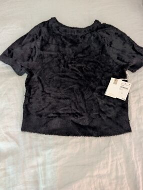 NWT Good American Fuzzy Baby Tee in Black Plus Size 3XL / 3X
